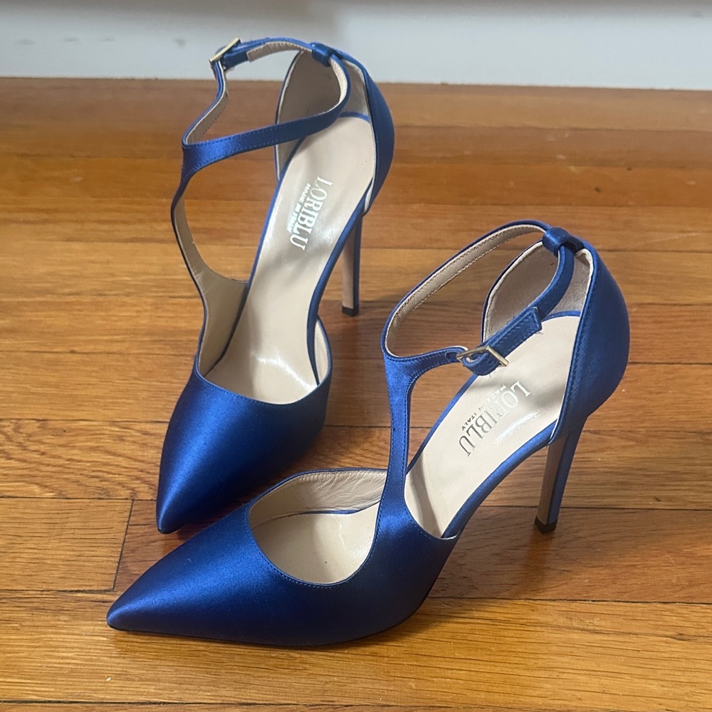 Women's Royal Blue Satin Heels - Never Worn
